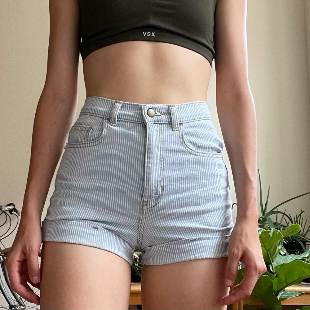 American Apparel blue and white striped shorts